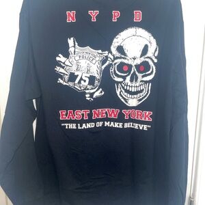 NYPD East New York 75th Pct Graphic Tee - Black with Red & White Print